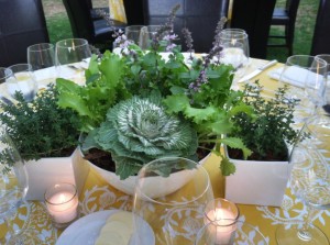 Edible flowers reinforce the menu theme